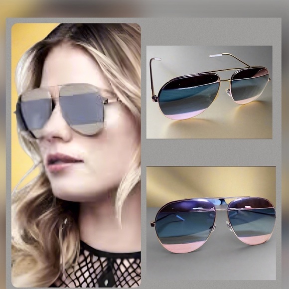 ? NWT The Funky Aviator Dior Split Blue And Pink Mirror 59MM Sunglasses main image 11